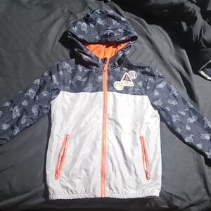 Kids Navy and White Jacket with Orange Accents